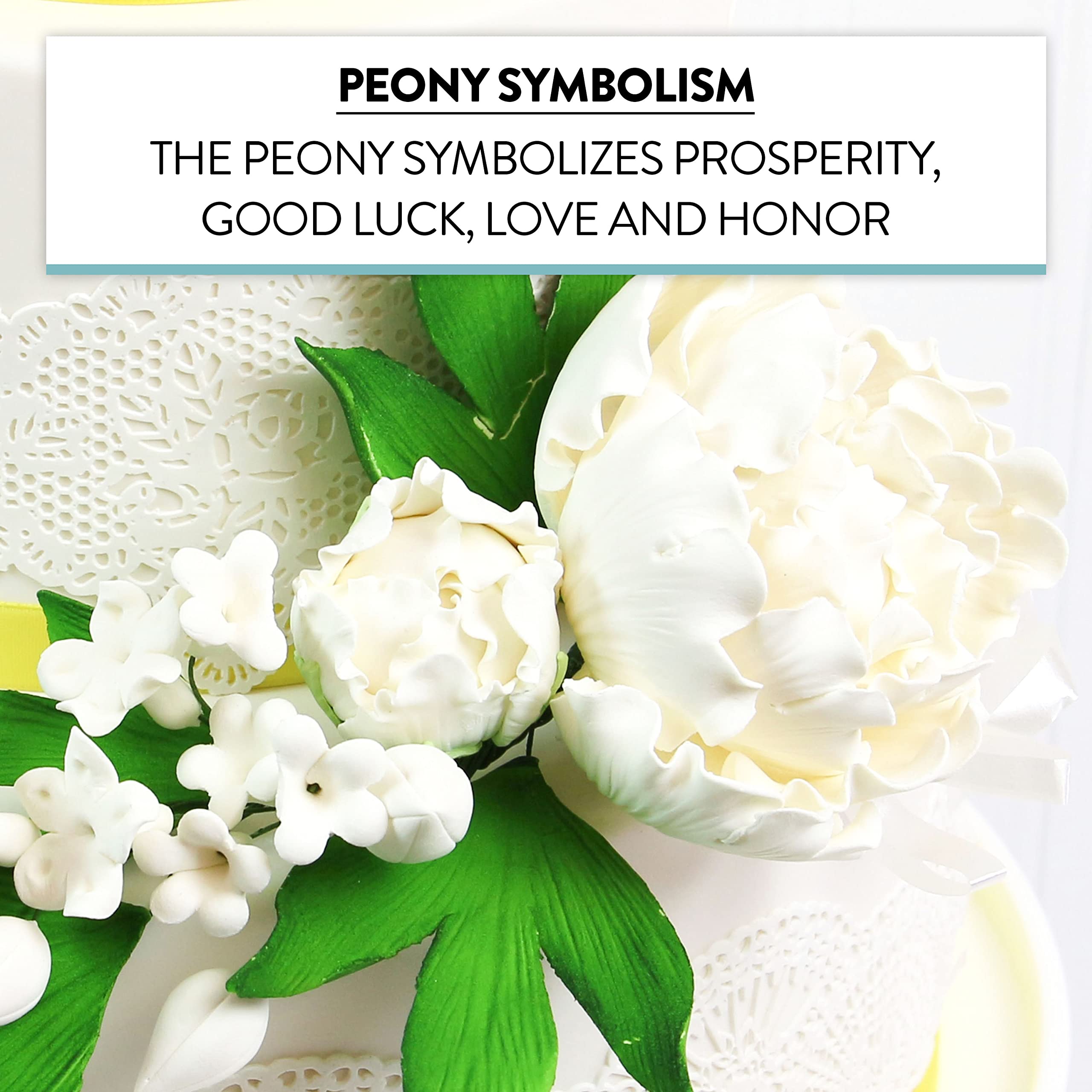 Premium Peony Sprays for Cake Decorating by Global Sugar Art, White Closed