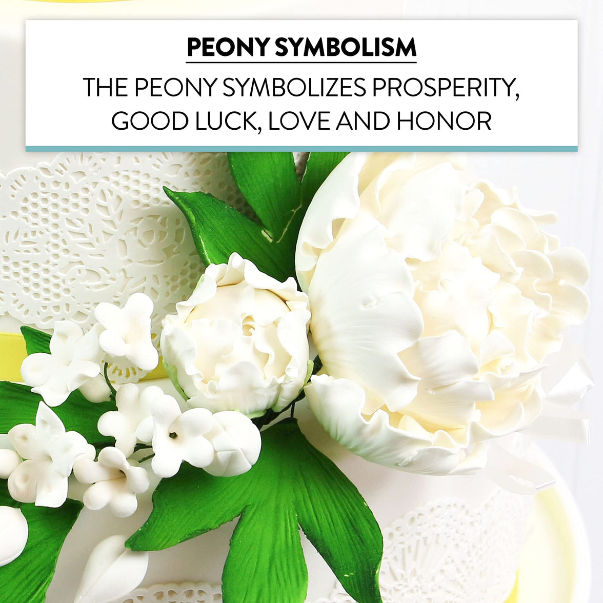 Premium Peony Sprays for Cake Decorating by Global Sugar Art, White Closed