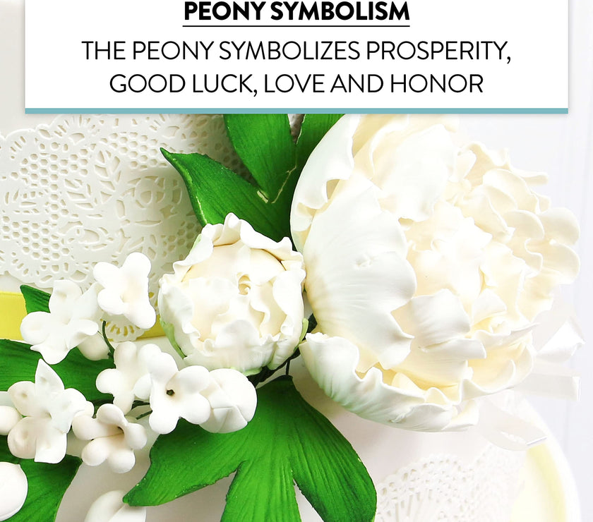 Premium Peony Sprays for Cake Decorating by Global Sugar Art, White Closed