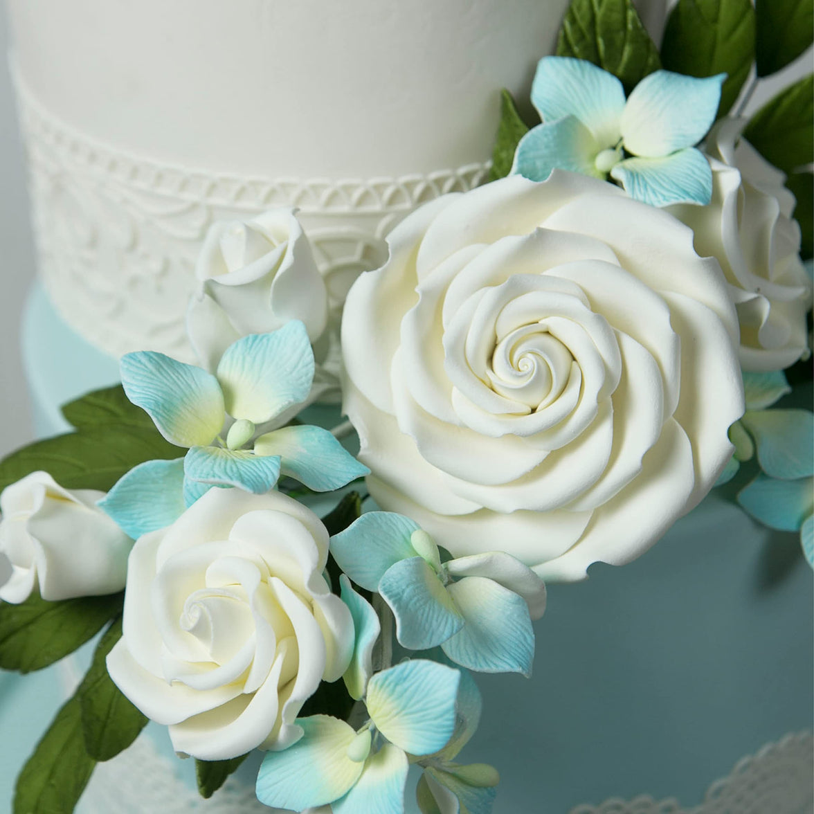 Rebecca Roses, Gum Paste Flowers for Cakes, by Global Sugar Art, White, Small