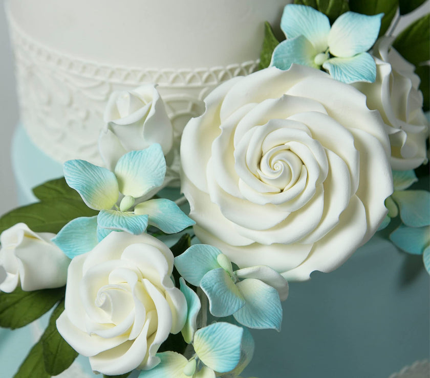 Rebecca Roses, Gum Paste Flowers for Cakes, by Global Sugar Art, White, Small