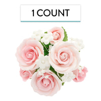 Rose Bouquet Cake Decoration, Elegant Garden Rose Cake Topper, by Global Sugar Art, Pink