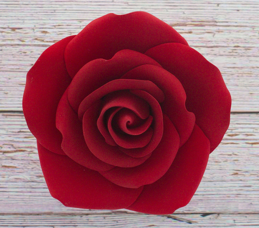 Jumbo Rose Sugar Cake Flowers by Global Sugar Art, Red