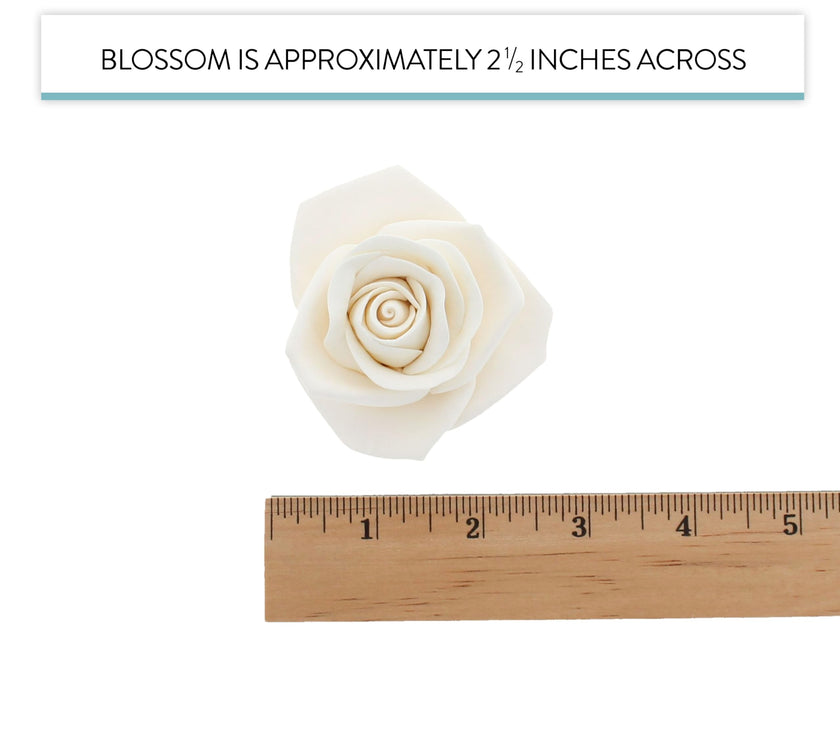Peace Rose Sugar Flowers for Cake Decorating, by Global Sugar Art, Large, White