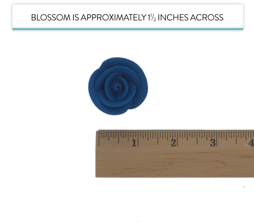 Premium Edible Roses for Cakes and Cupcakes, Sweet Royal Icing Roses, by Global Sugar Art, Royal Blue