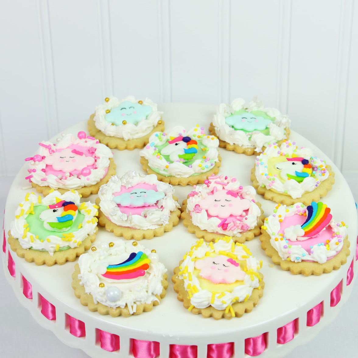 Unicorns, Rainbows & Clouds Edible Kosher Royal Icing Decorations for Cakes, Cupcakes and Cookies, by Global Sugar Art