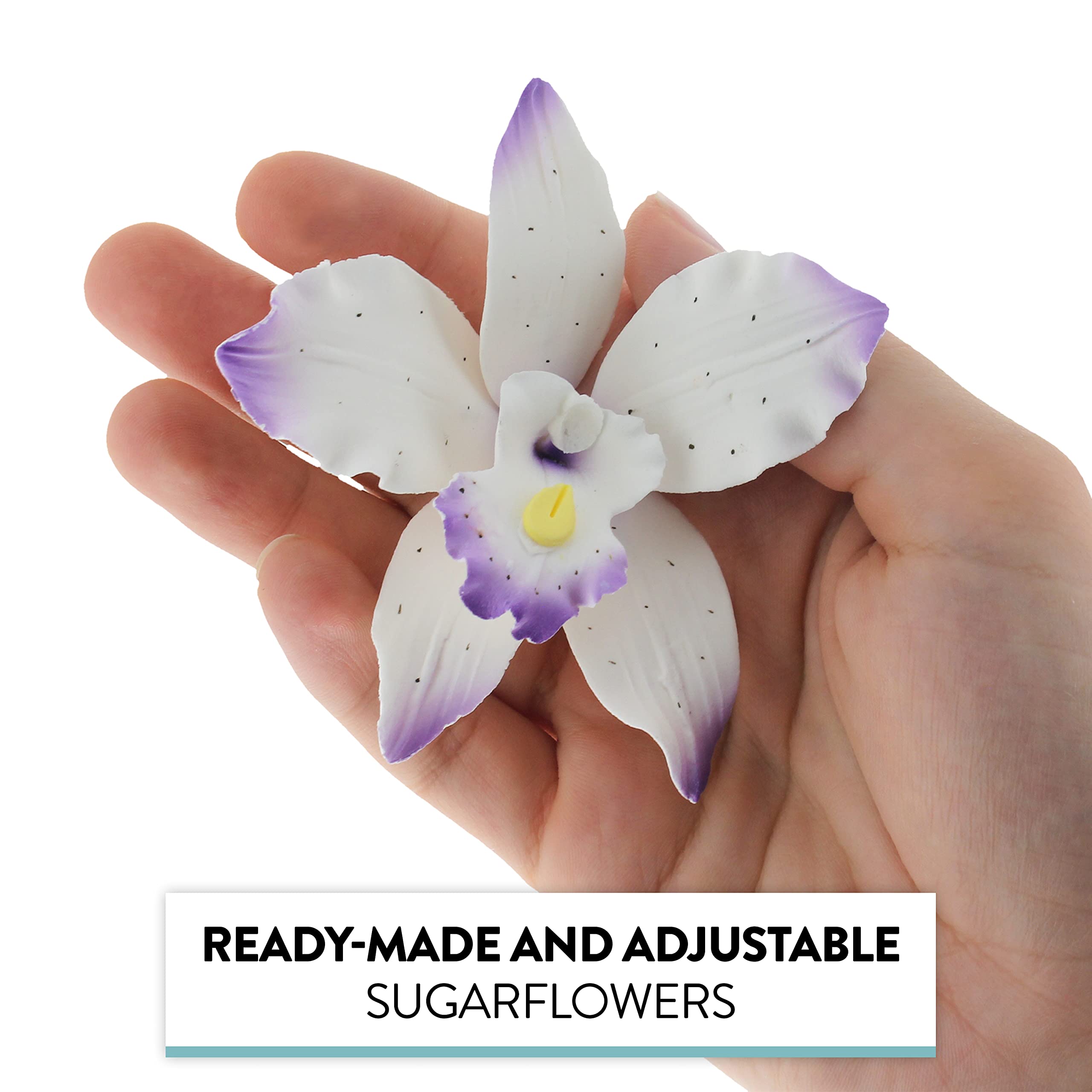 Orchid Sugar Cake Flowers, Brassavola Style Orchids, by Global Sugar Art, 3 Count, Purple