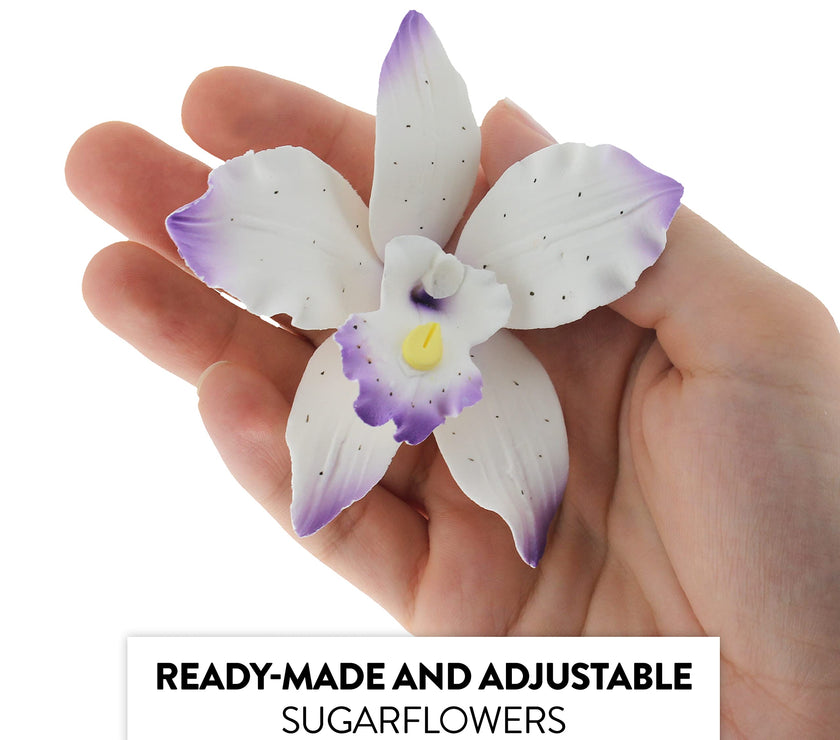 Orchid Sugar Cake Flowers, Brassavola Style Orchids, by Global Sugar Art, 3 Count, Purple