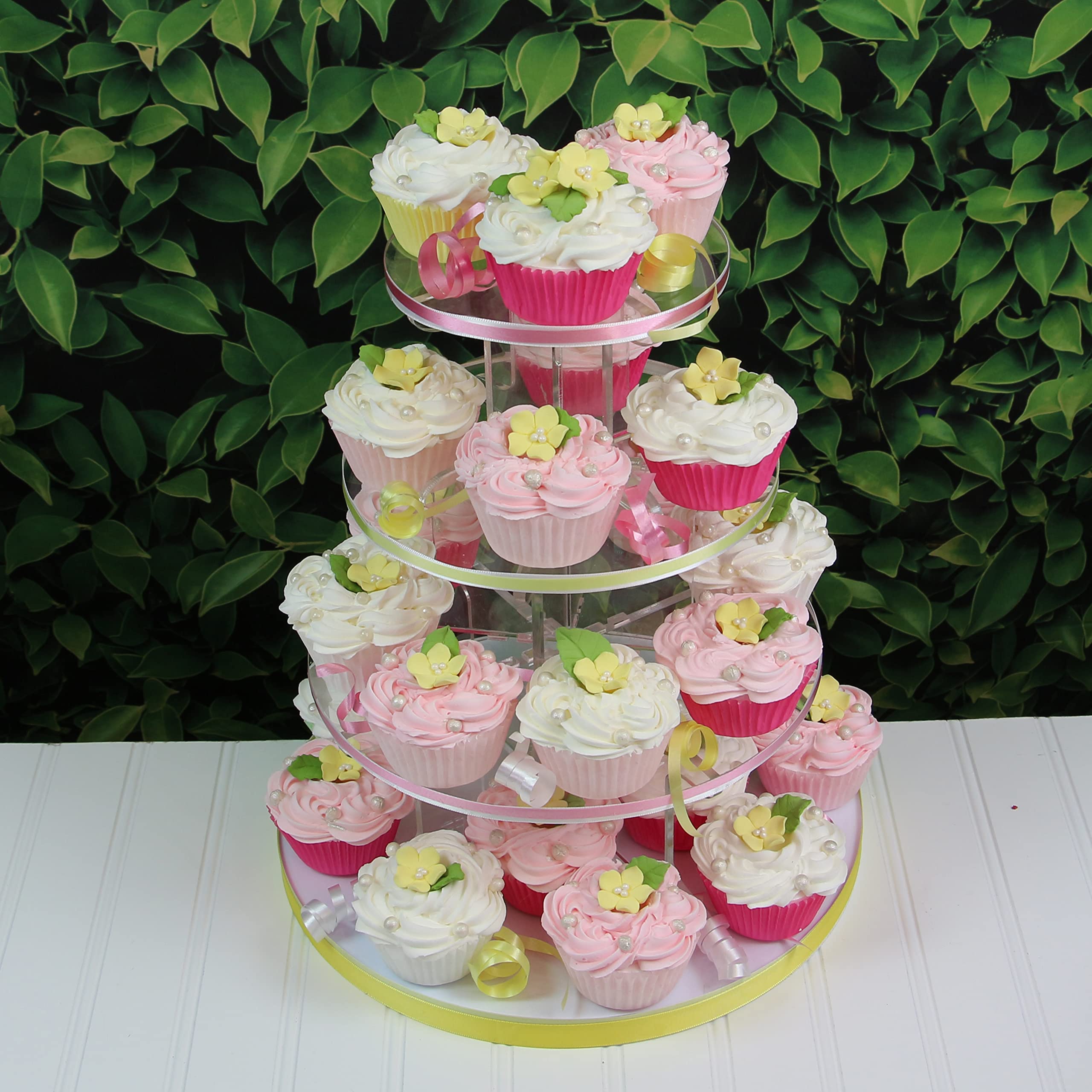 Flower Blossoms with Leaves, Edible Sugar Flowers for Cakes & Cupcakes, by Global Sugar Art, Yellow