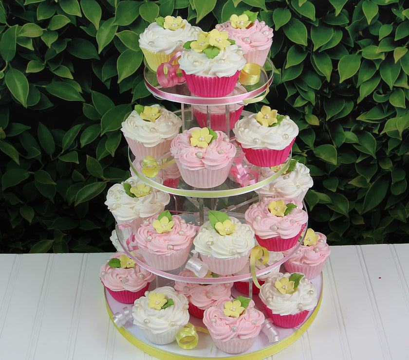 Flower Blossoms with Leaves, Edible Sugar Flowers for Cakes & Cupcakes, by Global Sugar Art, Yellow