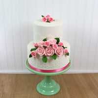 Peace Rose Sugar Flowers with Leaves, Cake Decorating Kit, by Global Sugar Art, Medium, Pink