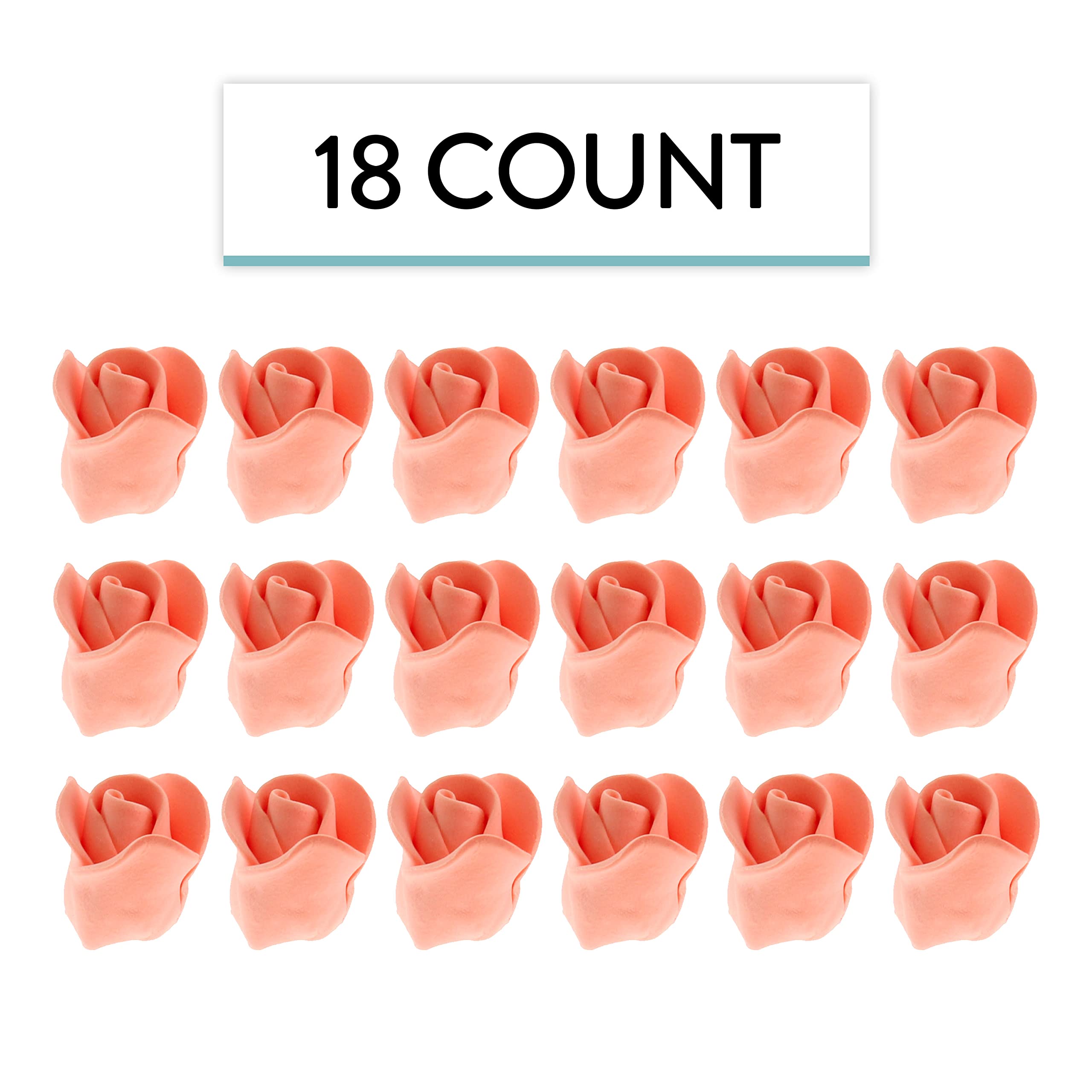 Tiny Rose Sugar Flowers, Edible Cupcake Toppers, Extra Small, by Global Sugar Art, Peach