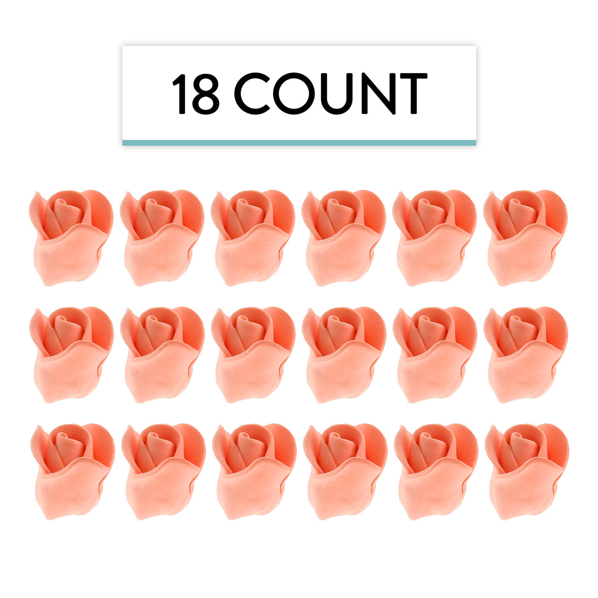 Tiny Rose Sugar Flowers, Edible Cupcake Toppers, Extra Small, by Global Sugar Art, Peach