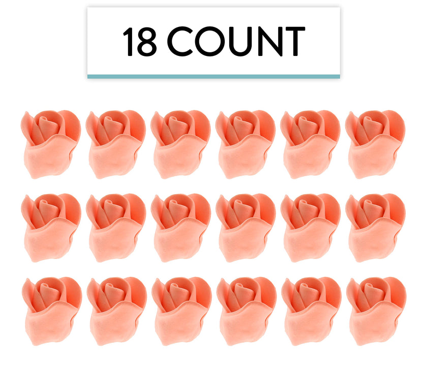 Tiny Rose Sugar Flowers, Edible Cupcake Toppers, Extra Small, by Global Sugar Art, Peach