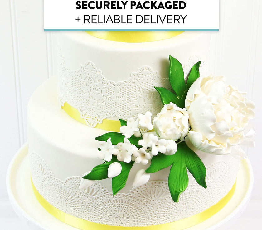 Premium Peony Sprays for Cake Decorating by Global Sugar Art, White Closed