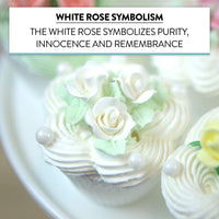 Tiny Rose Sugar Flowers, Edible Cupcake Toppers, Extra Small, by Global Sugar Art, White