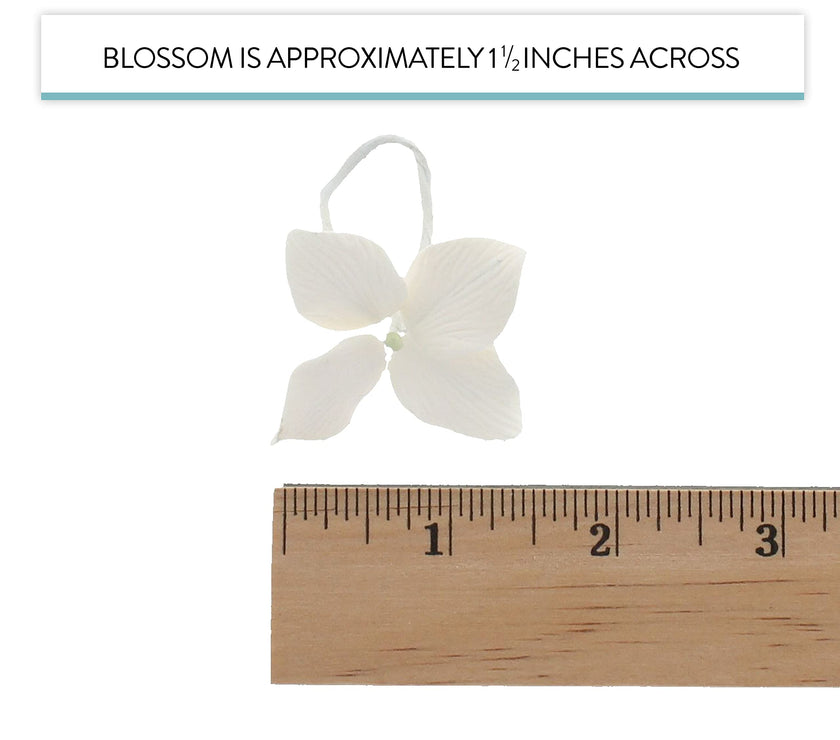 Hydrangea Blossoms, Flat Sugar Flowers by Global Sugar Art, 24 Count White