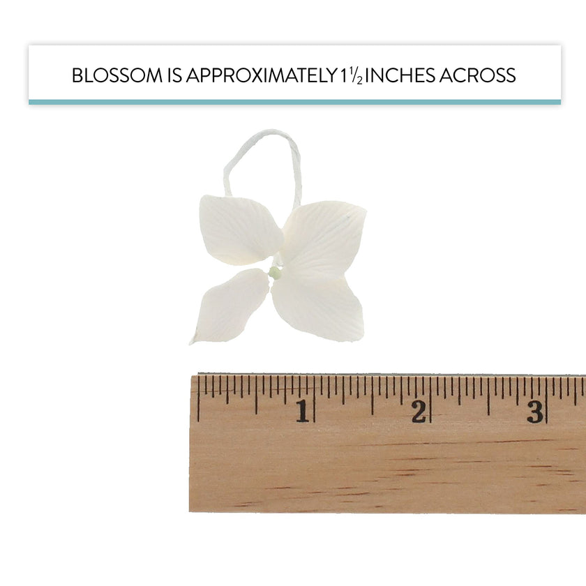 Hydrangea Blossoms, Flat Sugar Flowers by Global Sugar Art, 24 Count White