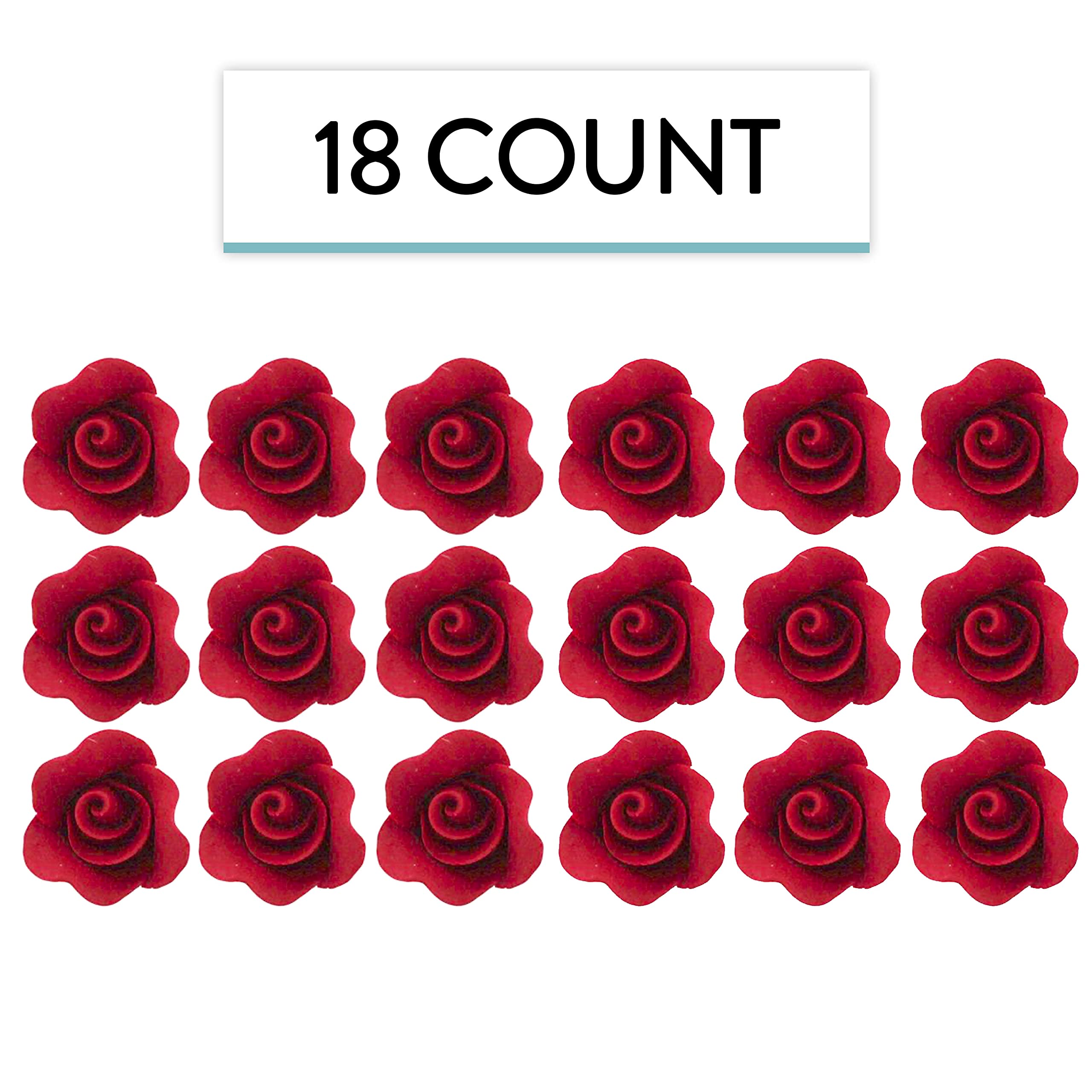 Tiny Rose Sugar Flowers, Edible Cupcake Toppers, Extra Small, by Global Sugar Art, Red