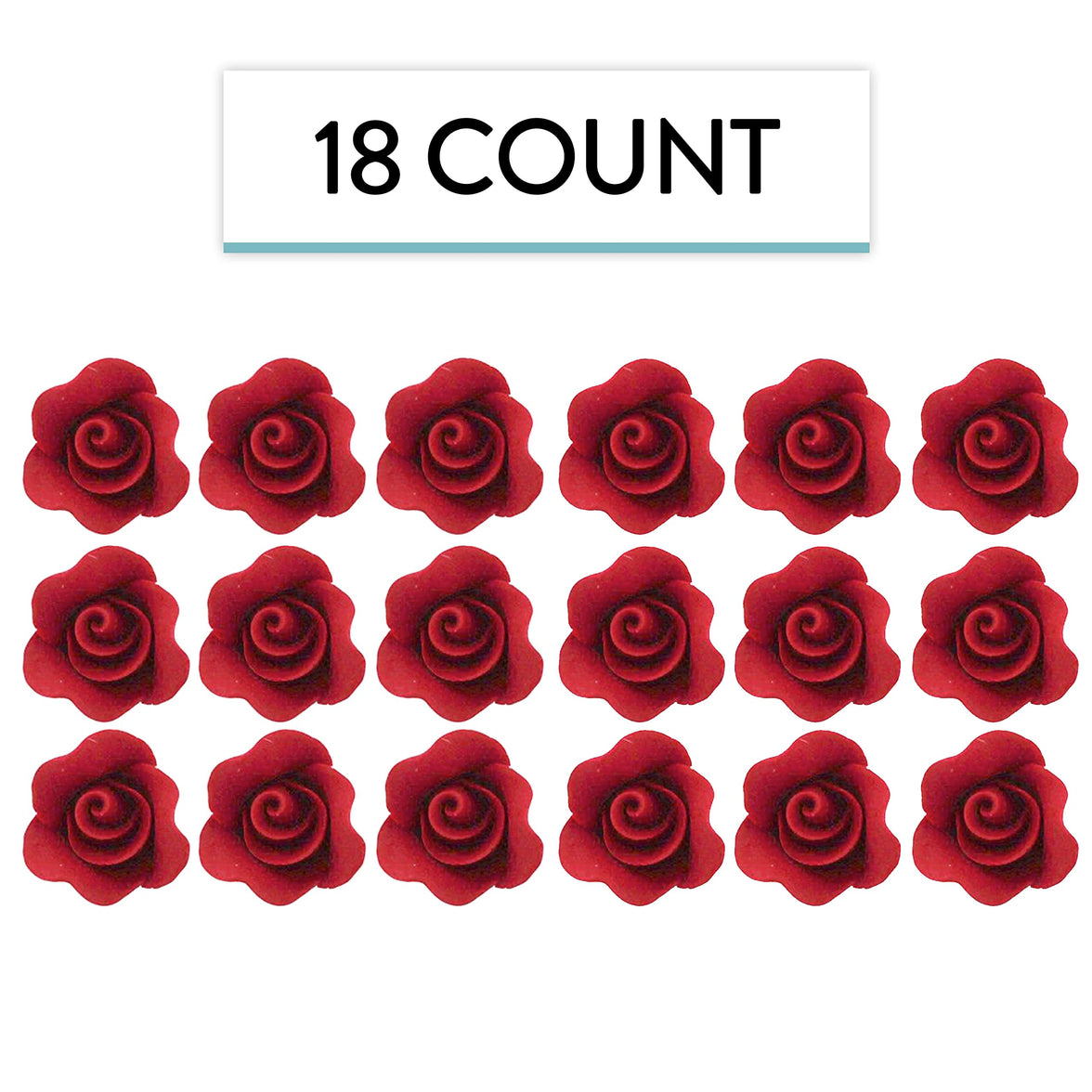 Tiny Rose Sugar Flowers, Edible Cupcake Toppers, Extra Small, by Global Sugar Art, Red