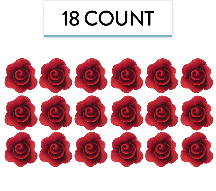 Tiny Rose Sugar Flowers, Edible Cupcake Toppers, Extra Small, by Global Sugar Art, Red