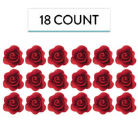 Tiny Rose Sugar Flowers, Edible Cupcake Toppers, Extra Small, by Global Sugar Art, Red