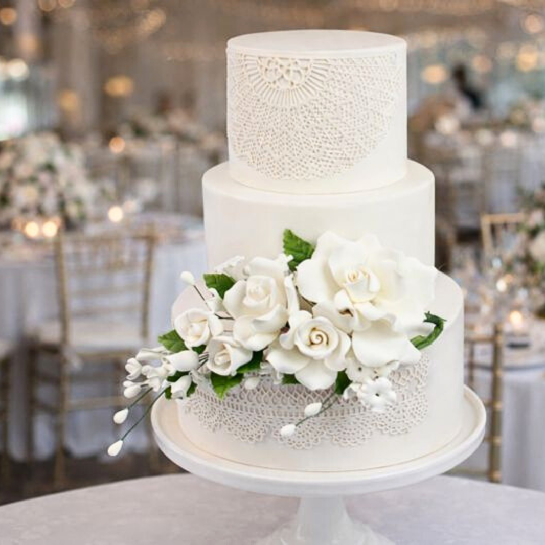 Wedding Cake Spray, Premium Rose Spray by Global Sugar Art, Large, White, 1 Count