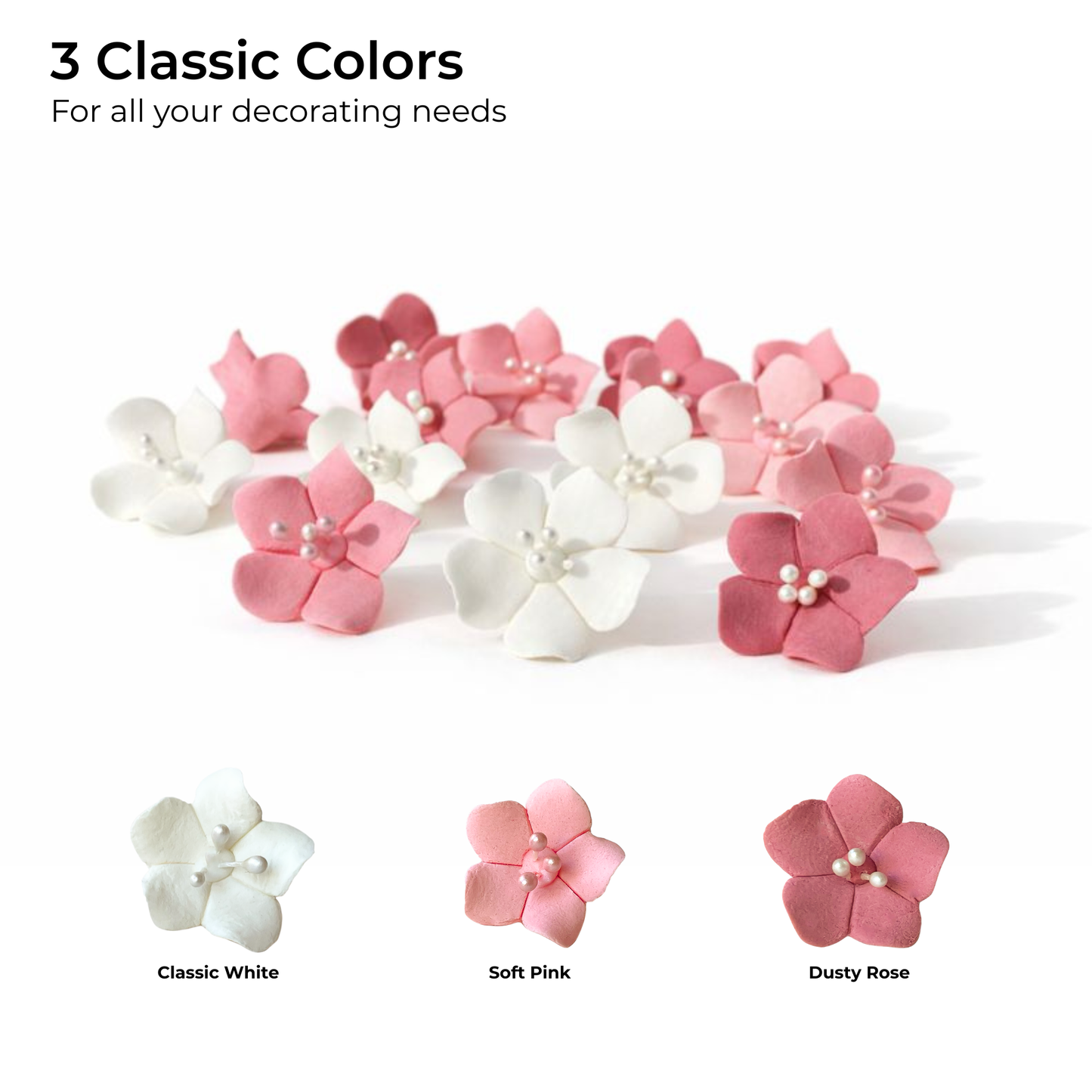 Mini Pink Blossoms with Pearl Stamens