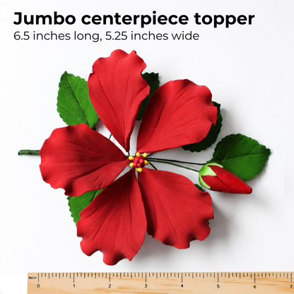 Red Tropical Hibiscus with Leaves