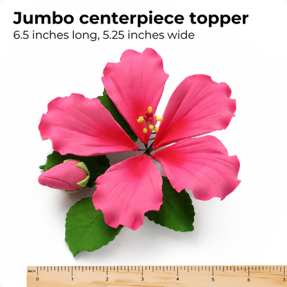 Pink Tropical Hibiscus with Leaves