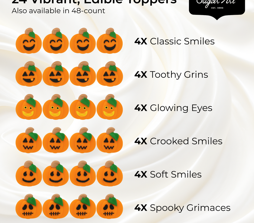 Halloween Cupcake Toppers, Edible Royal Icing Decorations by Global Sugar Art (Spooky Pumpkins)