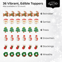 Christmas Cupcake Toppers, Edible Royal Icing Decorations, by Global Sugar Art (Santa Reindeer)
