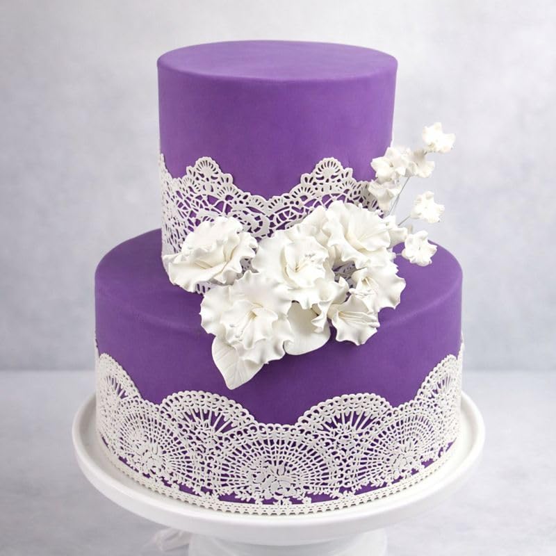 Flower Blossom Spray, Gum Paste Sugar Flowers for Cake Decorating, White Cherry Blossoms with Leaves