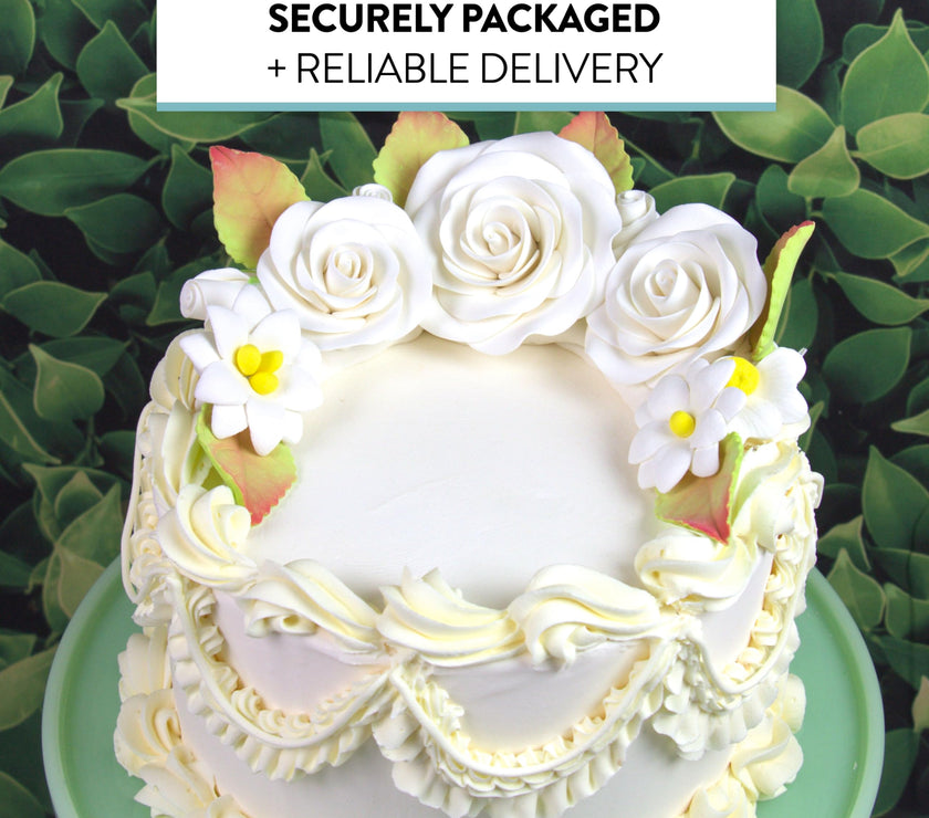 Rose and Blossom Set, Sugar Flowers for Cakes, by Global Sugar Art, White Roses and Blossoms