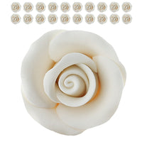 Deluxe White Roses for Cake Decorating, Premium Unwired Sugar Flowers by Global Sugar Art, White, Small