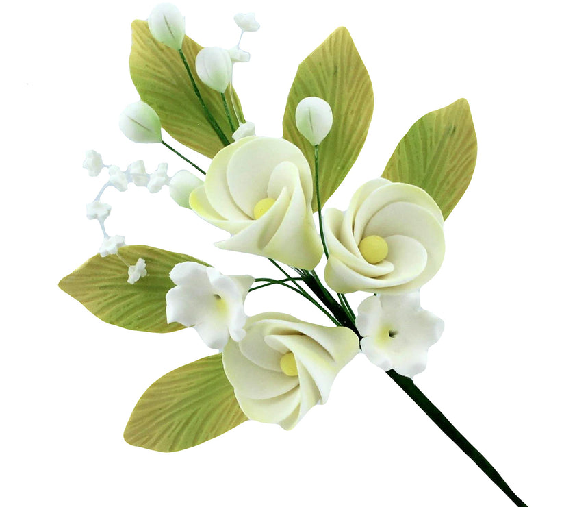 Tropical Cake Topper Frangipani Spray Gum Paste Flower by Global Sugar Art, Small