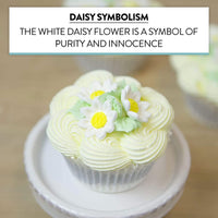 Edible Daisy Cake Decorations, White and Yellow Sugar Flowers, Unwired 3/4 Inch, Daisy Cupcake Toppers, Edible Flowers Cake Decorations by Chef Alan Tetreault, Global Sugar Art