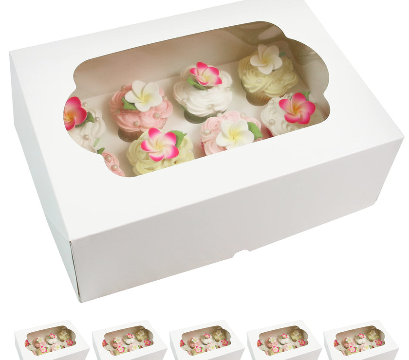Extra Deep Quarter Sheet Cupcake Box with Insert and Window, Auto-Popup, 14 x 10 x 5 Inches