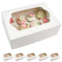 Extra Deep Quarter Sheet Cupcake Box with Insert and Window, Auto-Popup, 14 x 10 x 5 Inches