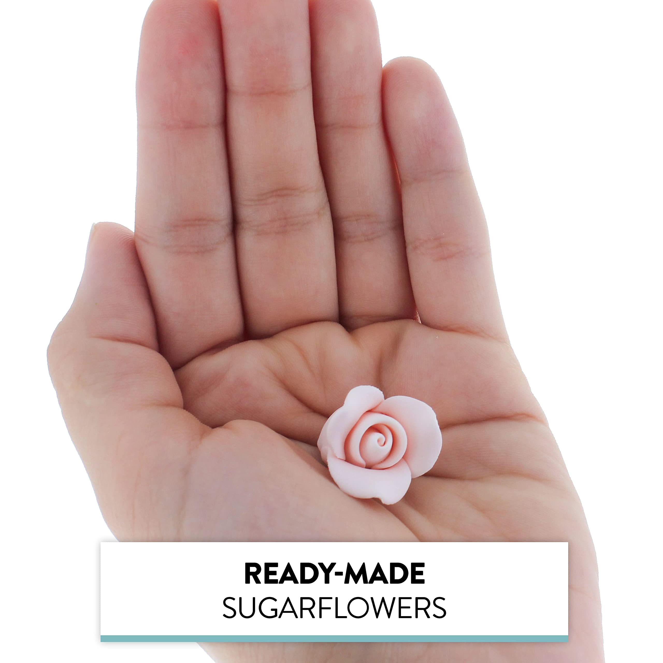 Tiny Rose Sugar Flowers, Edible Cupcake Toppers, Extra Small, by Global Sugar Art, Pink