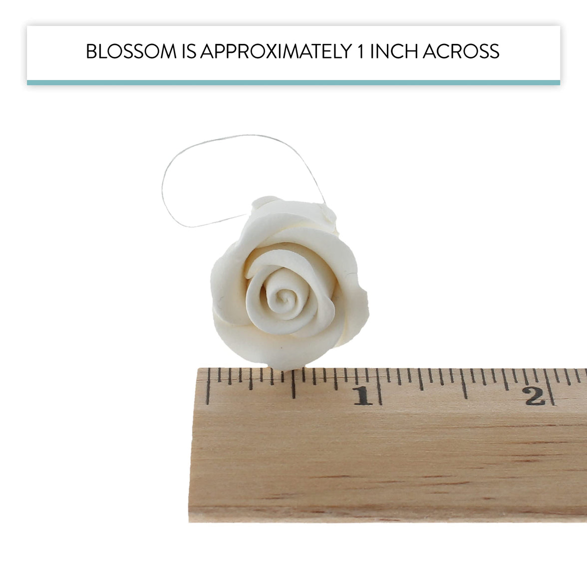 Classic Tea Rose Sugar Cake Flowers, by Global Sugar Art, Wired, White, Small