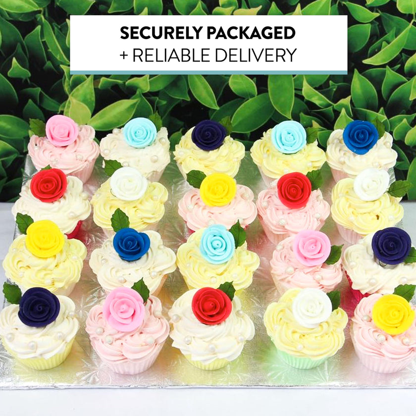 Premium Edible Roses for Cakes and Cupcakes, Sweet Royal Icing Roses, by Global Sugar Art, White