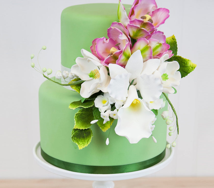 Rose Leaf Spray, Sugar Cake Flower Leaves by Global Sugar Art, Green Faded Tips