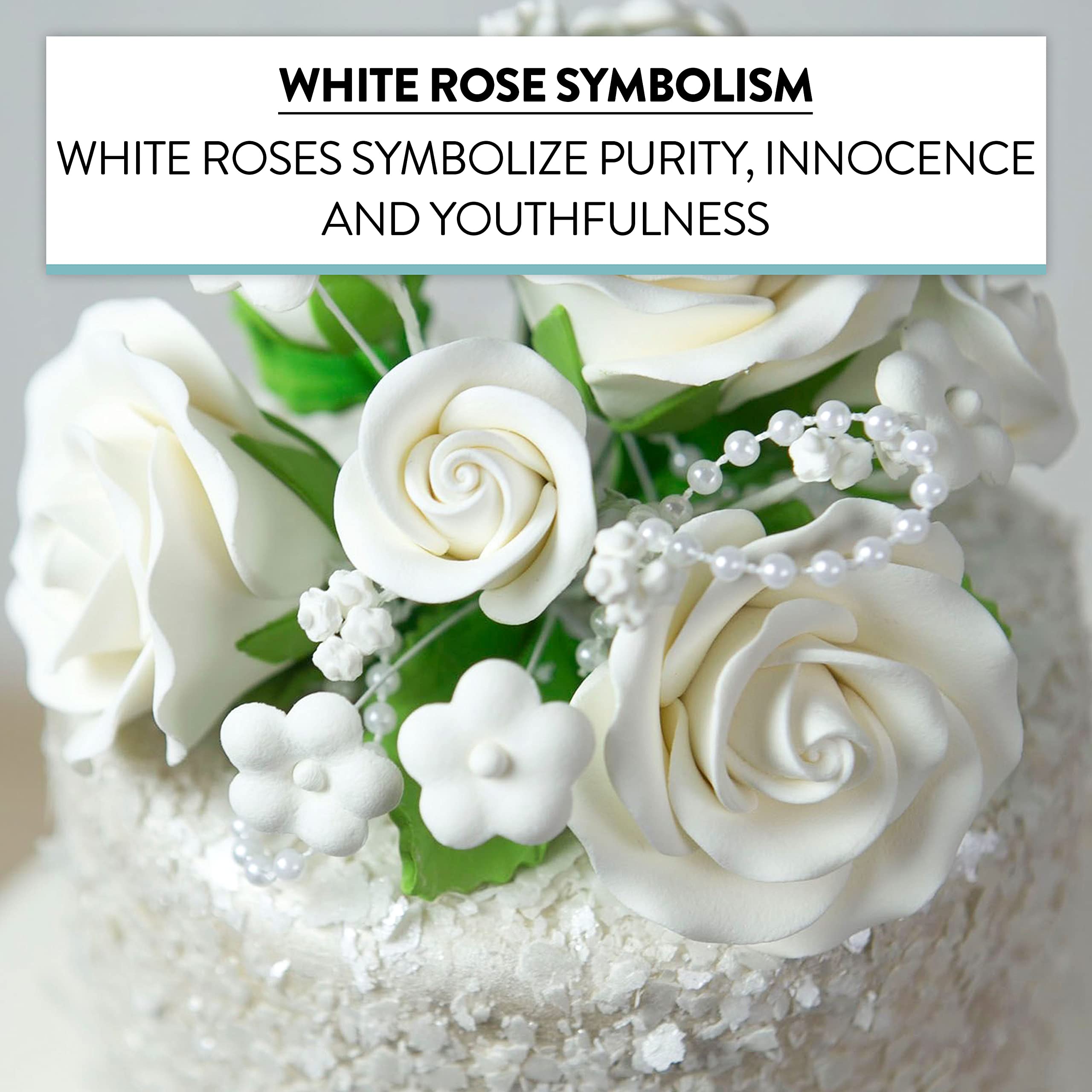 Rose Bouquet Cake Decoration, Elegant Garden Rose Cake Topper, by Global Sugar Art, White