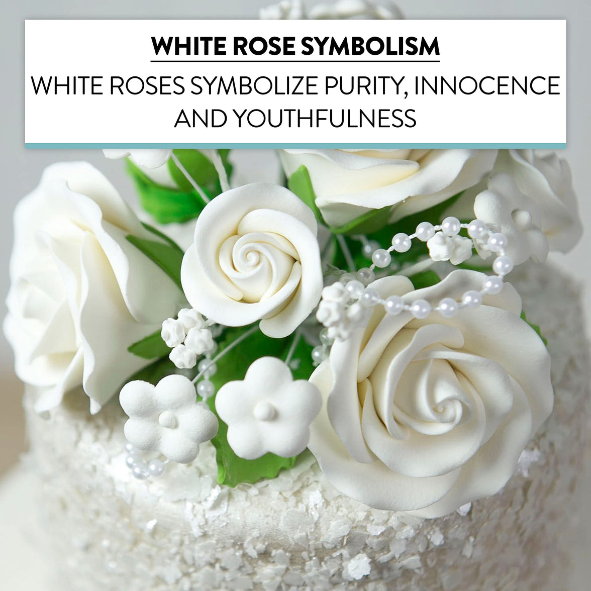 Rose Bouquet Cake Decoration, Elegant Garden Rose Cake Topper, by Global Sugar Art, White