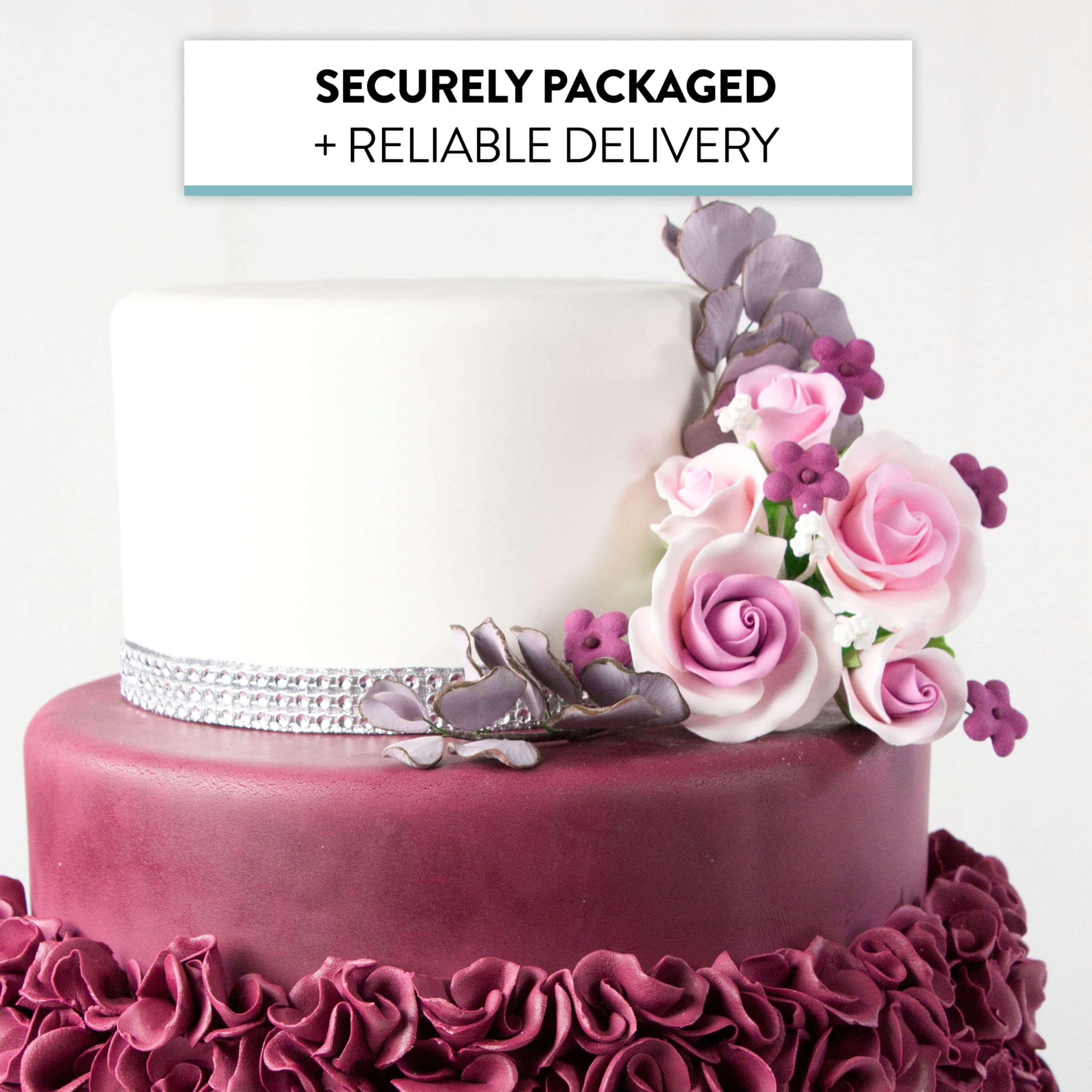 Rose Bouquet Cake Decoration, Elegant Garden Rose Cake Topper, by Global Sugar Art, Pink and Lavender