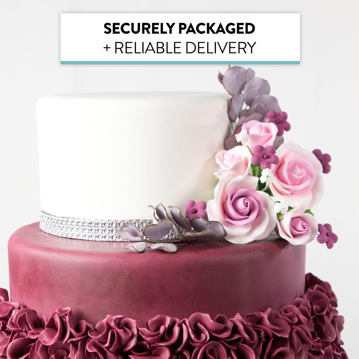 Rose Bouquet Cake Decoration, Elegant Garden Rose Cake Topper, by Global Sugar Art, Pink and Lavender