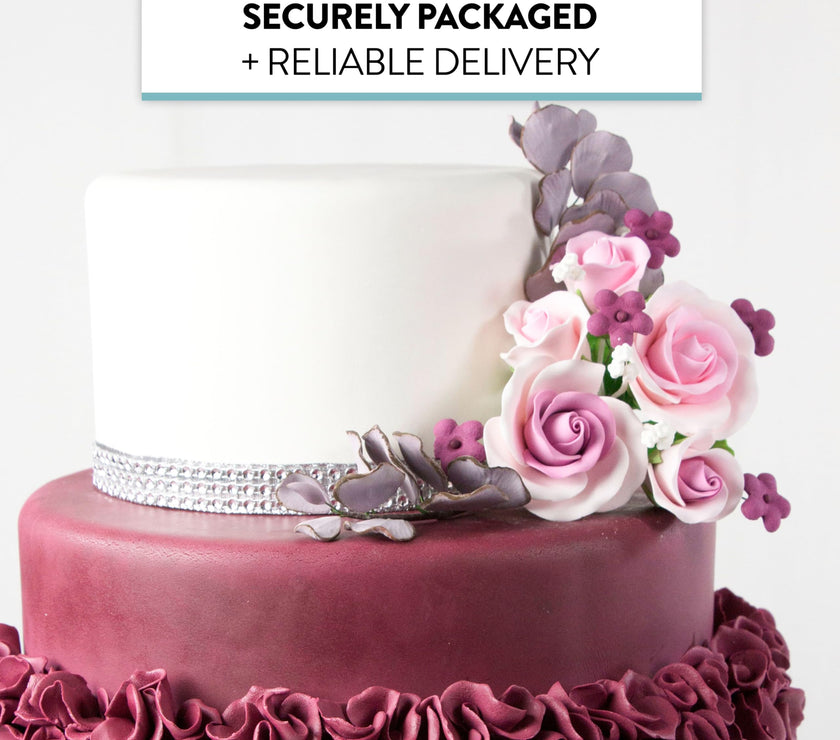 Rose Bouquet Cake Decoration, Elegant Garden Rose Cake Topper, by Global Sugar Art, Pink and Lavender