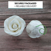 Classic Tea Rose Sugar Cake Flowers, by Global Sugar Art, Wired, White, Small-Medium