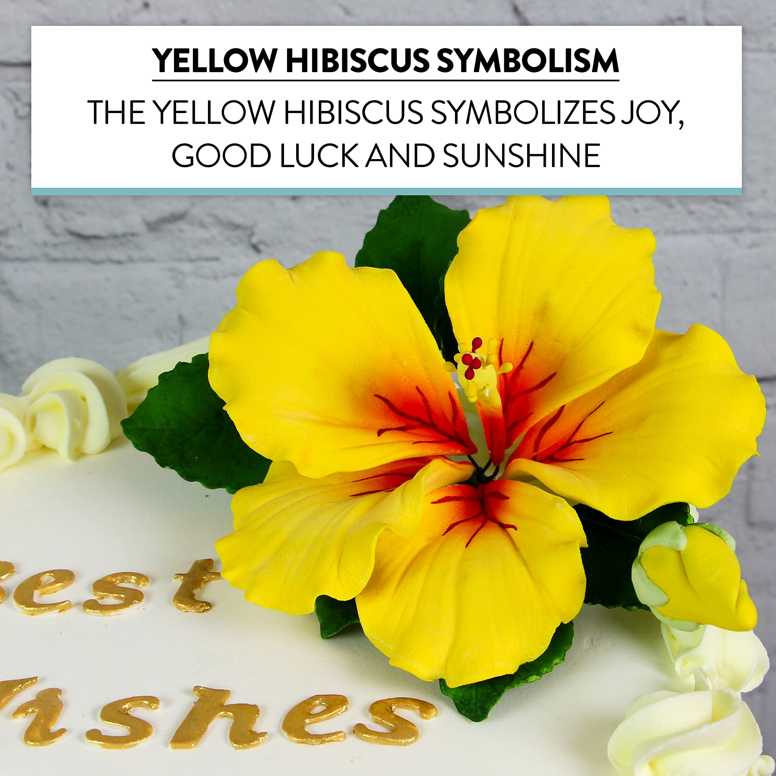 Tropical Hibiscus Sugar Cake Flower Spray by Global Sugar Art, Yellow